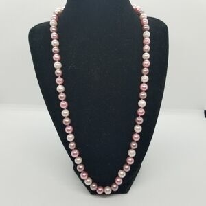 tricolor faux pearl necklace pink purple
